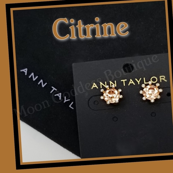 Ann Taylor ✦ Citrine Gemstone Earrings ✦ Gold Filled Studs w/ AAA Crystals NWT - Picture 4 of 11